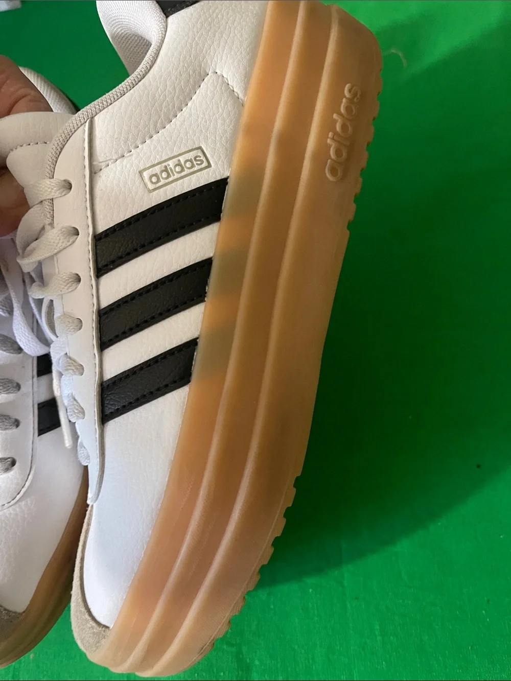 adidas Men’s White Sneakers with Black Stripes and Gum Sole